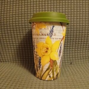 Cracker Barrel Daffodil Paris Ceramic Travel Cup (011526A)
